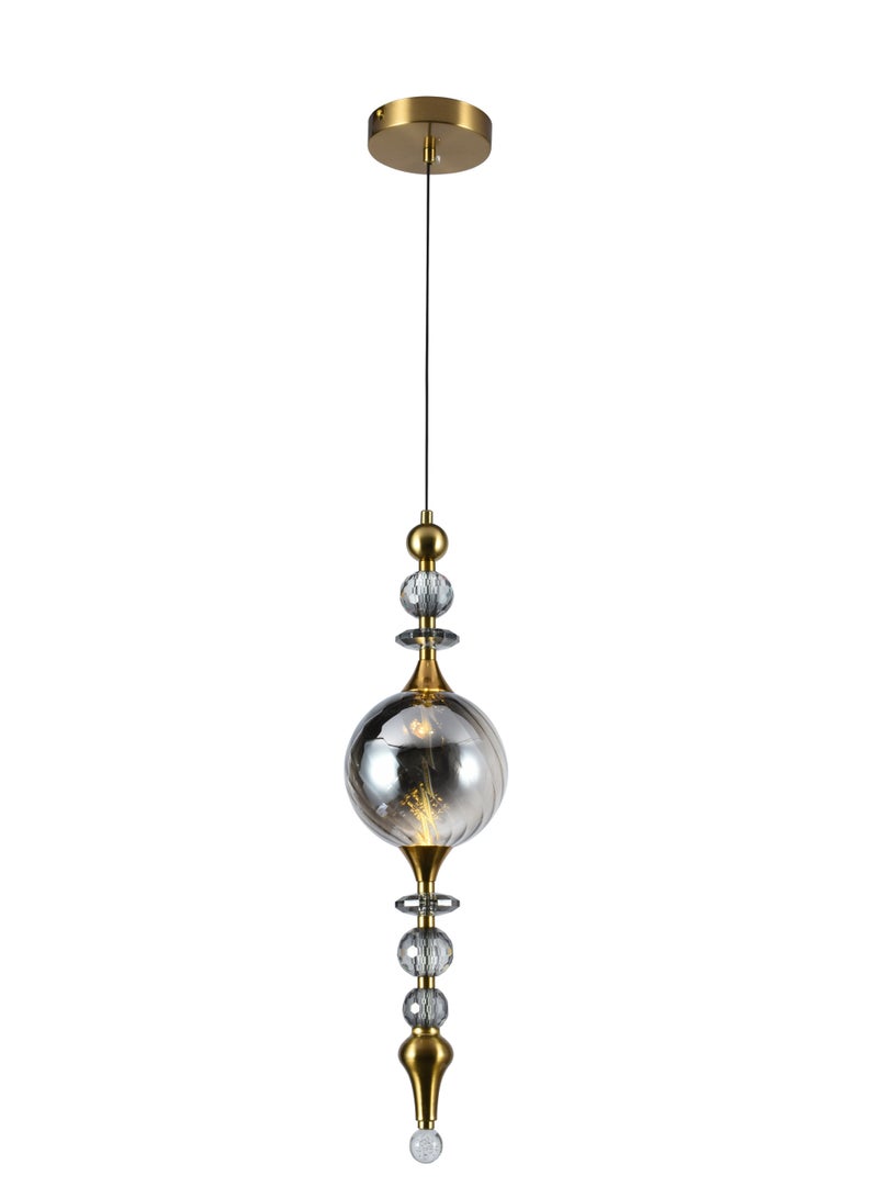 SPOLUX Modern Lighting, Single pendent, Light, Vintage glass Chrome pendent, Chrome Color, 15x60x150 cm, Suitable for bedroom, living room, kitchen, coffee shop, Adjustable height - Image 1